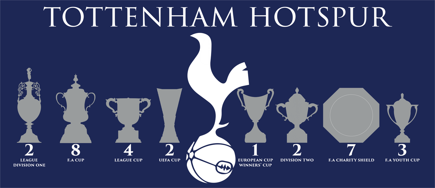 Tottenham Hotspur Trophies & Cockerel Mug - Blue