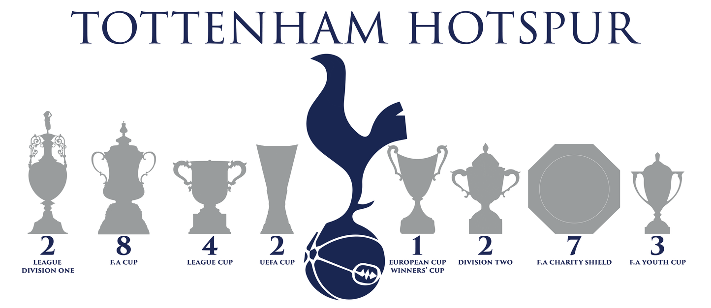 Tottenham Hotspur Trophies & Cockerel Mug - White