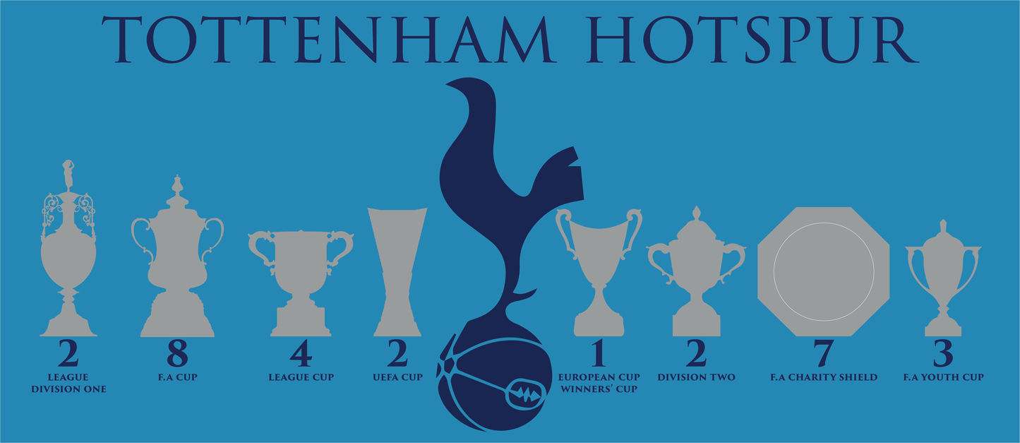 Tottenham Hotspur Trophies & Cockerel Mug - Cyan