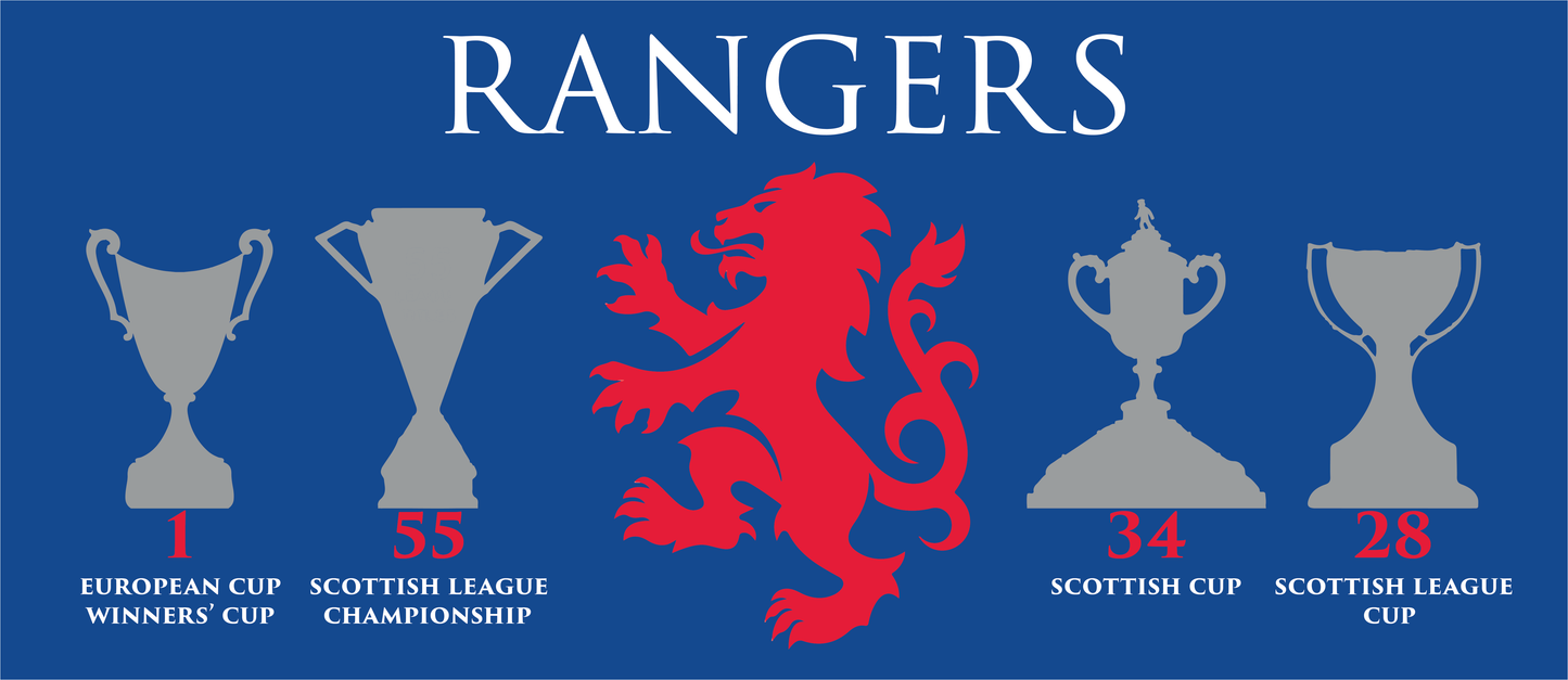 Rangers Trophies & Lion Mug - Blue